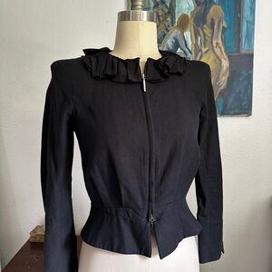 Giorgio Armani Ruffle-Neck Zip Front Women's Jacket